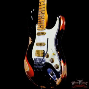 Fender Custom Shop Wild West Black Lightning Stratocaster HSS Floyd Rose Maple Board 22 Frets Heavy Relic Candy Tangerine - Image 2