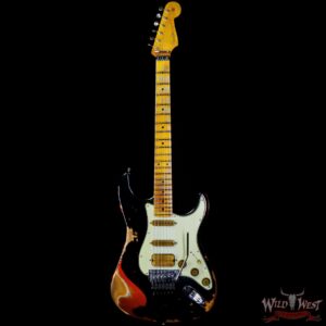 Fender Custom Shop Wild West Black Lightning Stratocaster HSS Floyd Rose Maple Board 22 Frets Heavy Relic Candy Tangerine - Image 3