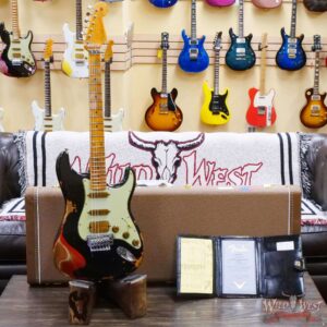 Fender Custom Shop Wild West Black Lightning Stratocaster HSS Floyd Rose Maple Board 22 Frets Heavy Relic Candy Tangerine - Image 6