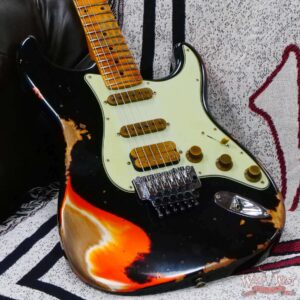 Fender Custom Shop Wild West Black Lightning Stratocaster HSS Floyd Rose Maple Board 22 Frets Heavy Relic Candy Tangerine - Image 8