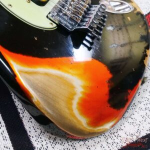 Fender Custom Shop Wild West Black Lightning Stratocaster HSS Floyd Rose Maple Board 22 Frets Heavy Relic Candy Tangerine - Image 9