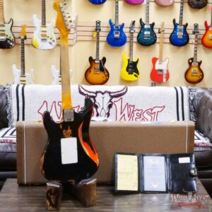 Fender Custom Shop Wild West Black Lightning Stratocaster HSS Floyd Rose Maple Board 22 Frets Heavy Relic Candy Tangerine - Image 10