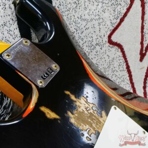Fender Custom Shop Wild West Black Lightning Stratocaster HSS Floyd Rose Maple Board 22 Frets Heavy Relic Candy Tangerine - Image 13