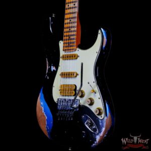Fender Custom Shop Wild West Black Lightning Stratocaster HSS Floyd Rose Maple Board 22 Frets Heavy Relic Lake Placid Blue - Image 2