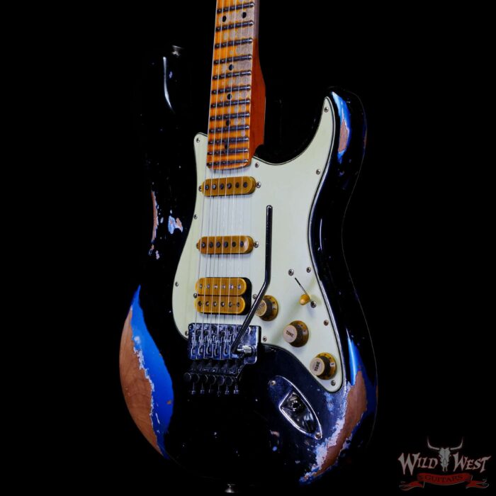 Fender Custom Shop Wild West Black Lightning Stratocaster HSS Floyd Rose Maple Board 22 Frets Heavy Relic Lake Placid Blue - Image 2