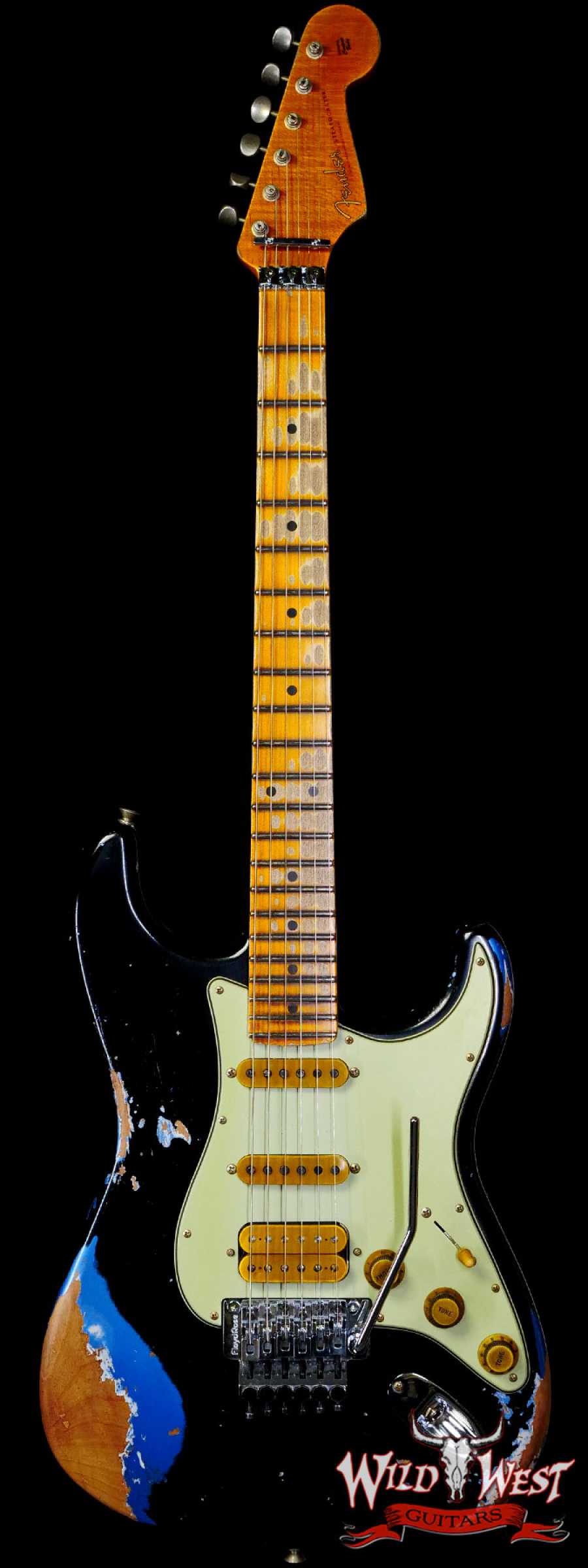 fendercs-blfr-r129666-main__wwg_large.jpg Fender Custom Shop Wild West Black Lightning Stratocaster HSS Floyd Rose Maple Board 22 Frets Heavy Relic Lake Placid Blue - Image 1