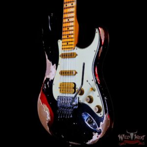Fender Custom Shop Wild West Black Lightning Stratocaster HSS Floyd Rose Maple Board 22 Frets Heavy Relic Candy Apple Red - Image 2