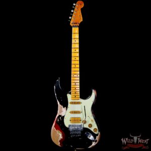 Fender Custom Shop Wild West Black Lightning Stratocaster HSS Floyd Rose Maple Board 22 Frets Heavy Relic Candy Apple Red - Image 3