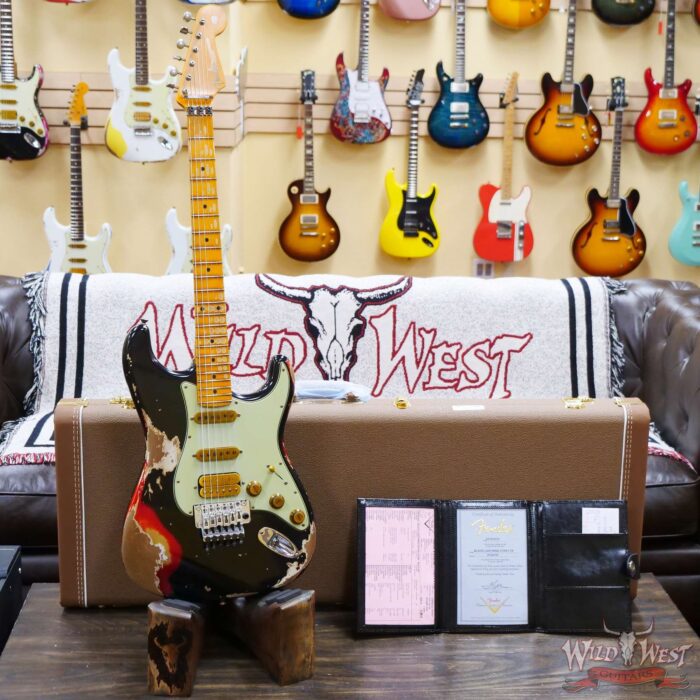 Fender Custom Shop Wild West Black Lightning Stratocaster HSS Floyd Rose Maple Board 22 Frets Heavy Relic Candy Apple Red - Image 6