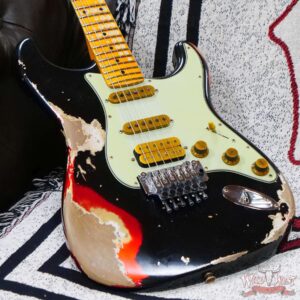 Fender Custom Shop Wild West Black Lightning Stratocaster HSS Floyd Rose Maple Board 22 Frets Heavy Relic Candy Apple Red - Image 8