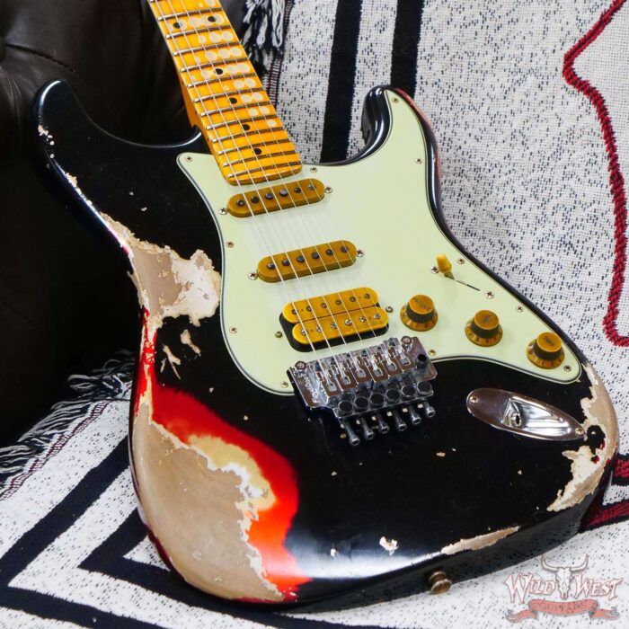 Fender Custom Shop Wild West Black Lightning Stratocaster HSS Floyd Rose Maple Board 22 Frets Heavy Relic Candy Apple Red - Image 8