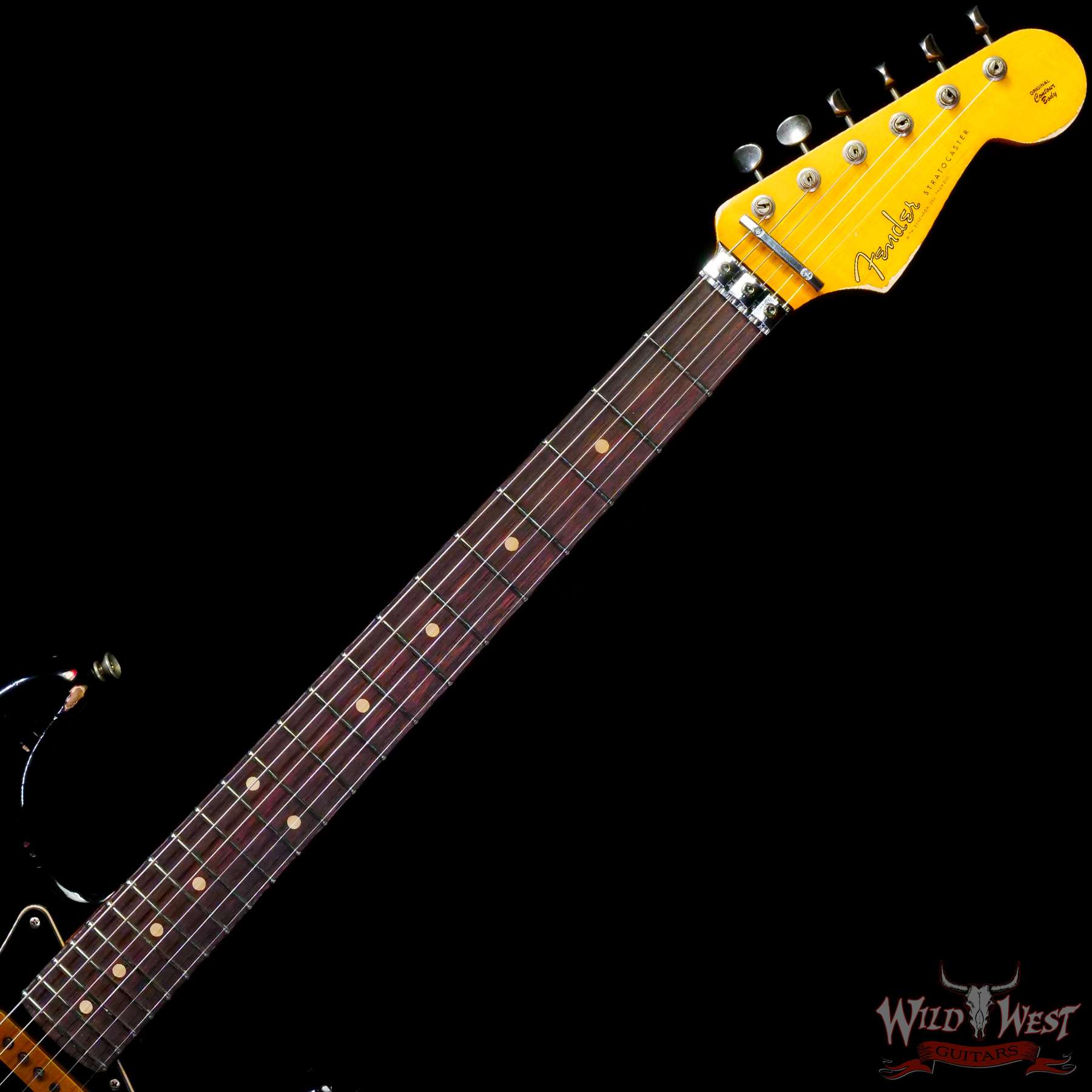 fendercs-blfr-r130945-c2__wwg.jpg Fender Custom Shop Wild West Black Lightning Stratocaster HSS Floyd Rose Rosewood Board Black Pickguard Heavy Relic Candy Apple Red - Image 4