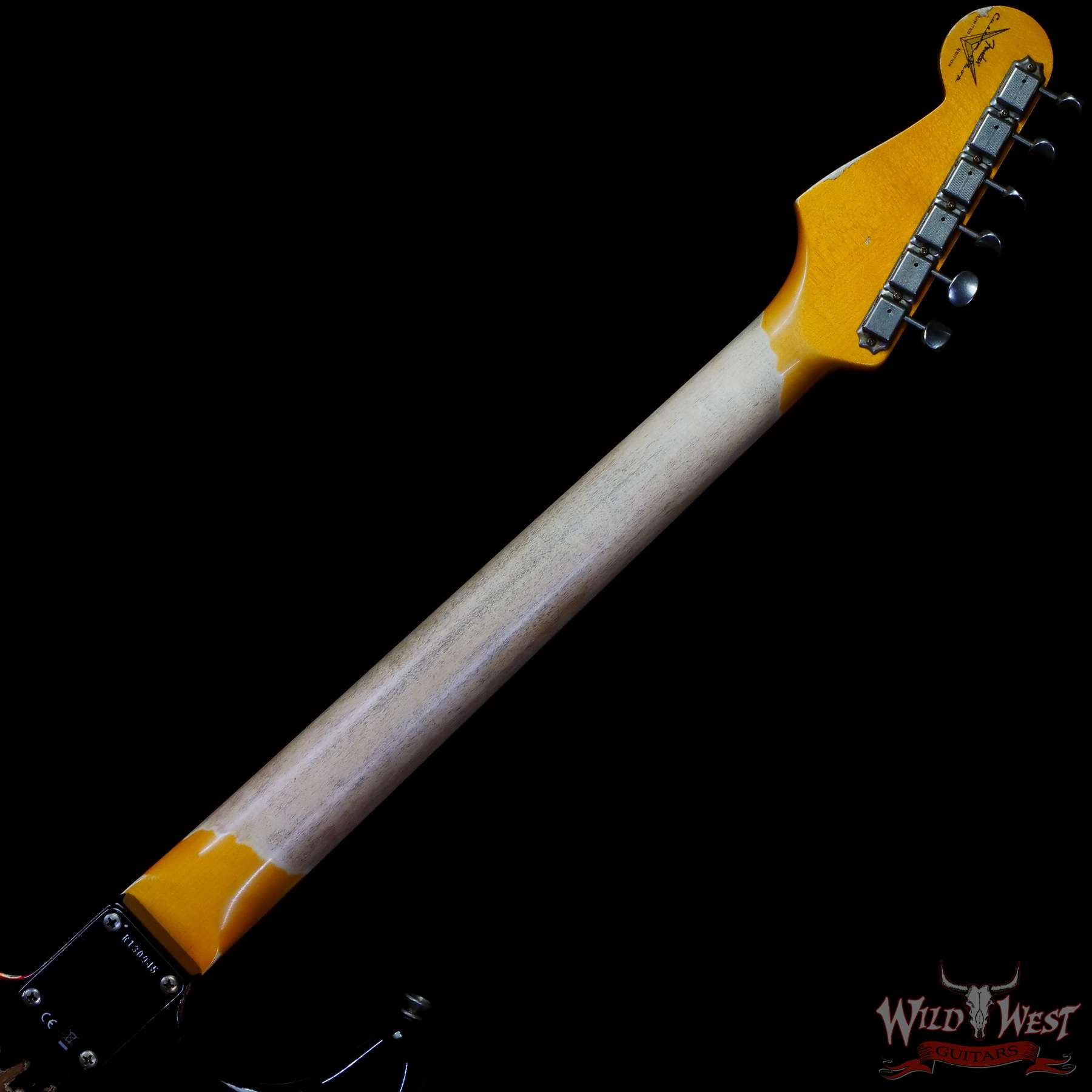 fendercs-blfr-r130945-c3__wwg.jpg Fender Custom Shop Wild West Black Lightning Stratocaster HSS Floyd Rose Rosewood Board Black Pickguard Heavy Relic Candy Apple Red - Image 5