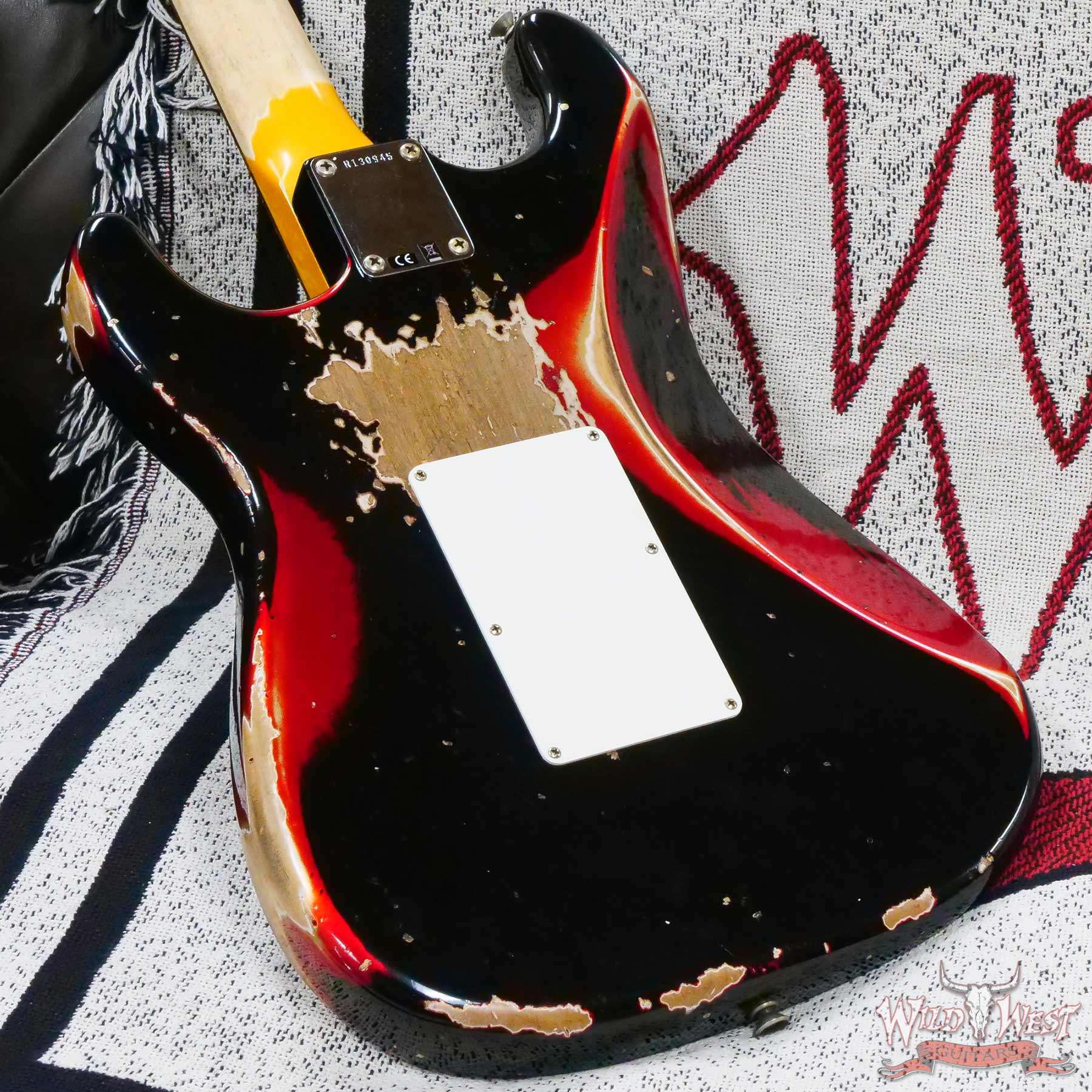 fendercs-blfr-r130945-d8__wwg.jpg Fender Custom Shop Wild West Black Lightning Stratocaster HSS Floyd Rose Rosewood Board Black Pickguard Heavy Relic Candy Apple Red - Image 13