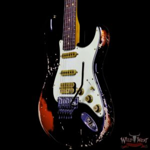 Fender Custom Shop Wild West Black Lightning Stratocaster HSS Floyd Rose Rosewood Fingerboard 22 Frets Heavy Relic Candy Tangerine 7.90 lbs - Image 2