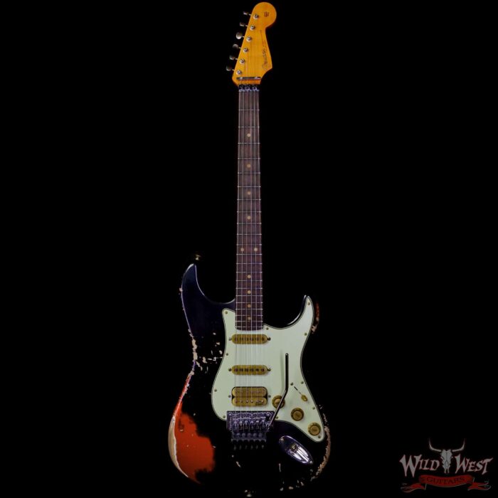 Fender Custom Shop Wild West Black Lightning Stratocaster HSS Floyd Rose Rosewood Fingerboard 22 Frets Heavy Relic Candy Tangerine 7.90 lbs - Image 3