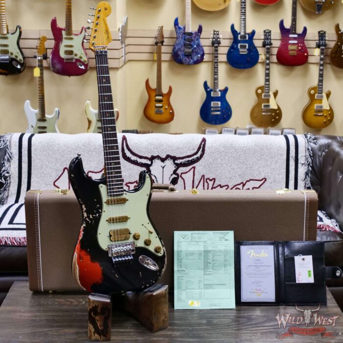 Fender Custom Shop Wild West Black Lightning Stratocaster HSS Floyd Rose Rosewood Fingerboard 22 Frets Heavy Relic Candy Tangerine 7.90 lbs - Image 6