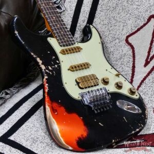 Fender Custom Shop Wild West Black Lightning Stratocaster HSS Floyd Rose Rosewood Fingerboard 22 Frets Heavy Relic Candy Tangerine 7.90 lbs - Image 8