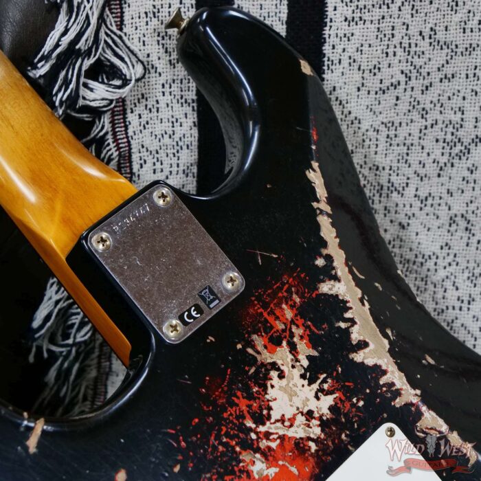 Fender Custom Shop Wild West Black Lightning Stratocaster HSS Floyd Rose Rosewood Fingerboard 22 Frets Heavy Relic Candy Tangerine 7.90 lbs - Image 13