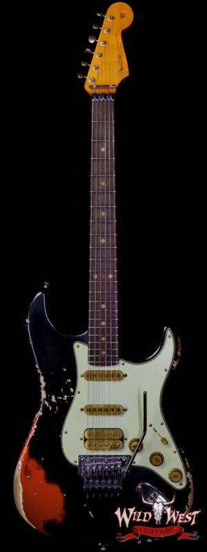 Fender Custom Shop Wild West Black Lightning Stratocaster HSS Floyd Rose Rosewood Fingerboard 22 Frets Heavy Relic Candy Tangerine 7.90 lbs