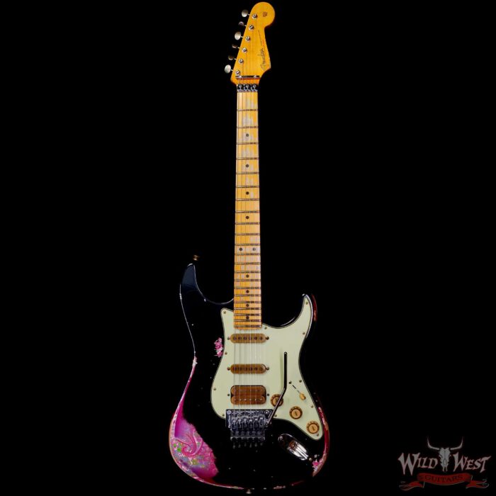 Fender Custom Shop Wild West Black Lightning Stratocaster HSS Floyd Rose Maple Fingerboard 22 Frets Heavy Relic Pink Paisley 7.85 lbs - Image 3
