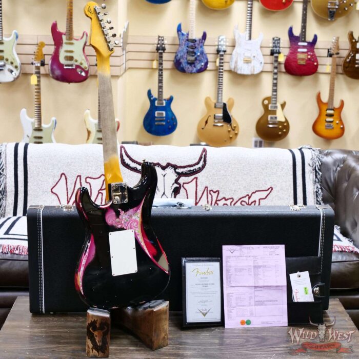 Fender Custom Shop Wild West Black Lightning Stratocaster HSS Floyd Rose Maple Fingerboard 22 Frets Heavy Relic Pink Paisley 7.85 lbs - Image 10