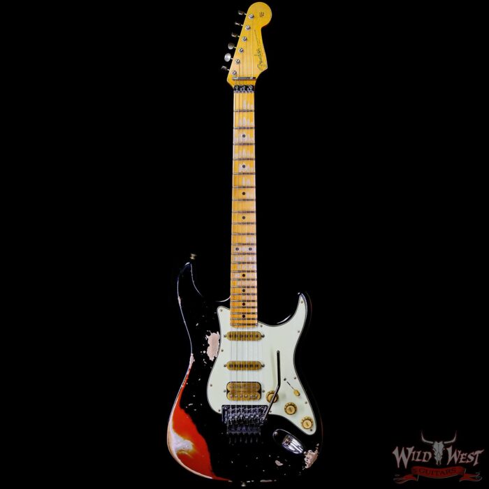 Fender Custom Shop Wild West Black Lightning Stratocaster HSS Floyd Rose Maple Fingerboard 22 Frets Heavy Relic Candy Tangerine 7.95 lbs - Image 3