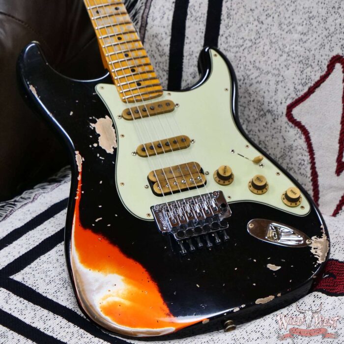 Fender Custom Shop Wild West Black Lightning Stratocaster HSS Floyd Rose Maple Fingerboard 22 Frets Heavy Relic Candy Tangerine 7.95 lbs - Image 8