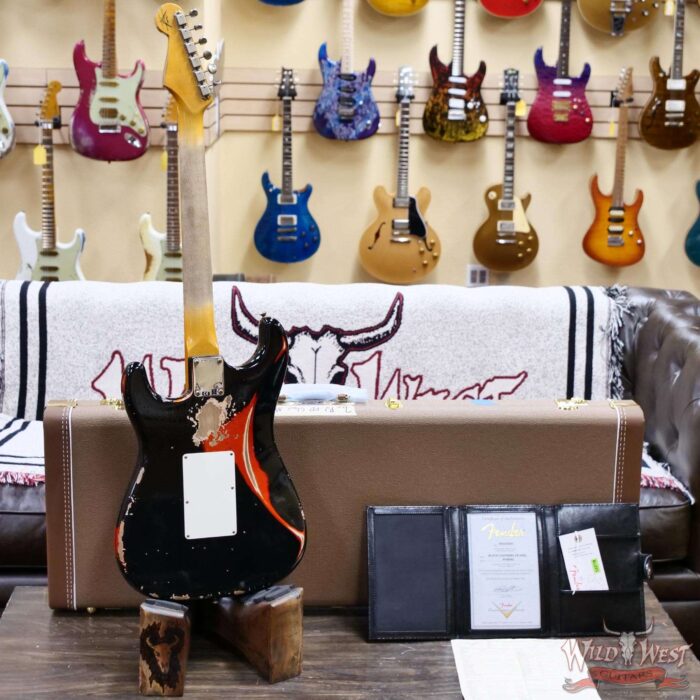 Fender Custom Shop Wild West Black Lightning Stratocaster HSS Floyd Rose Maple Fingerboard 22 Frets Heavy Relic Candy Tangerine 7.95 lbs - Image 10