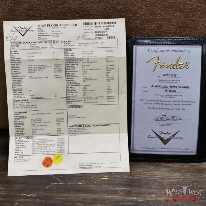 Fender Custom Shop Wild West Black Lightning Stratocaster HSS Floyd Rose Maple Fingerboard 22 Frets Heavy Relic Candy Tangerine 7.95 lbs - Image 14