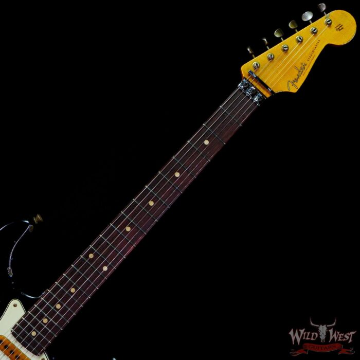 Fender Custom Shop Wild West Black Lightning Stratocaster HSS Floyd Rose Rosewood Board 22 Frets Heavy Relic Lake Placid Blue - Image 4
