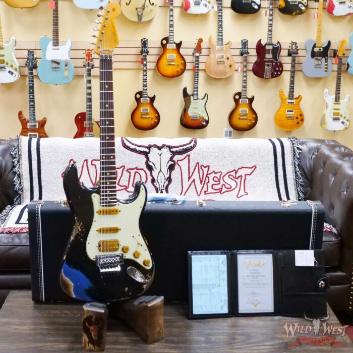Fender Custom Shop Wild West Black Lightning Stratocaster HSS Floyd Rose Rosewood Board 22 Frets Heavy Relic Lake Placid Blue - Image 6