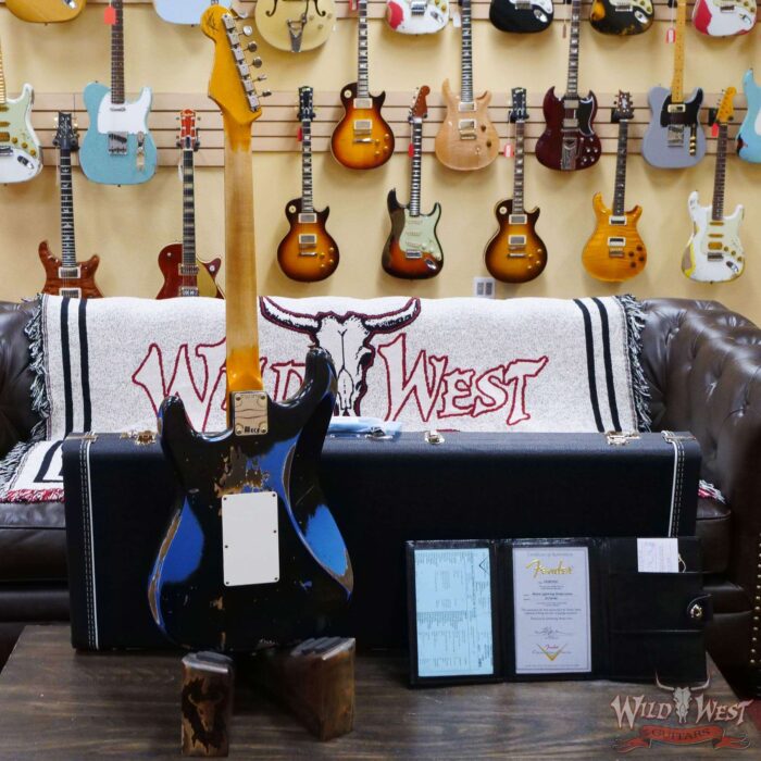 Fender Custom Shop Wild West Black Lightning Stratocaster HSS Floyd Rose Rosewood Board 22 Frets Heavy Relic Lake Placid Blue - Image 9