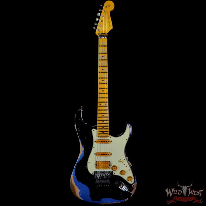 Fender Custom Shop Wild West Black Lightning Stratocaster HSS Floyd Rose Maple Board 22 Frets Heavy Relic Lake Placid Blue - Image 3