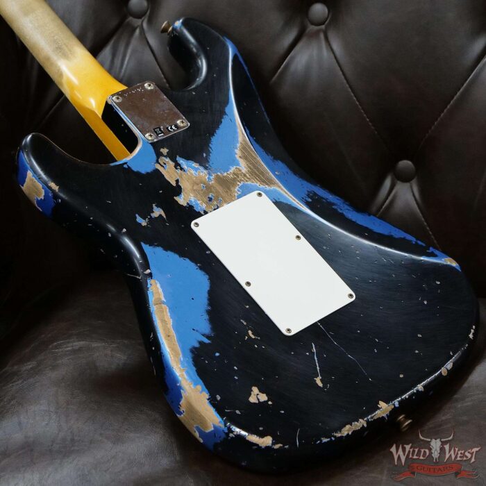 Fender Custom Shop Wild West Black Lightning Stratocaster HSS Floyd Rose Maple Board 22 Frets Heavy Relic Lake Placid Blue - Image 11