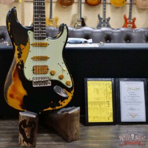 Fender Custom Shop Wild West Black Lightning 2.0 Stratocaster HSS Heavy Relic Rosewood Board 21 Frets 3 Tone Sunburst - Image 8