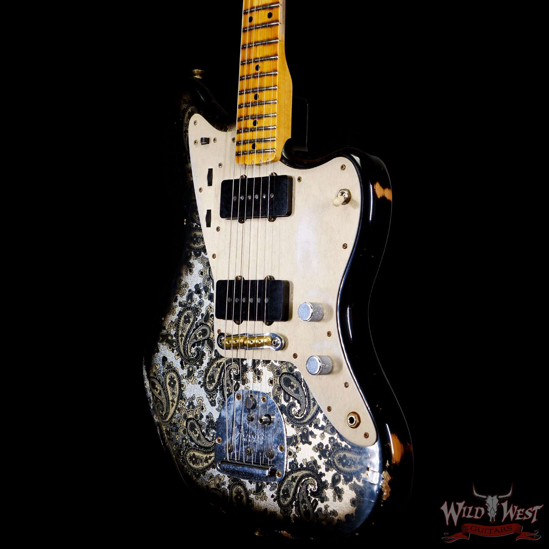 fendercs-customjazzmaster-cz560591-br__wwg.jpg Fender Custom Shop Limited Edition Custom Jazzmaster Maple Fingerboard Relic Aged Black Paisley - Image 2
