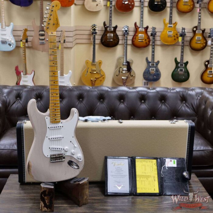 Fender Custom Shop 55’ Stratocaster Relic Quatersawn Maple Neck Hand-wound Pickups Dirty White Blonde - Image 6
