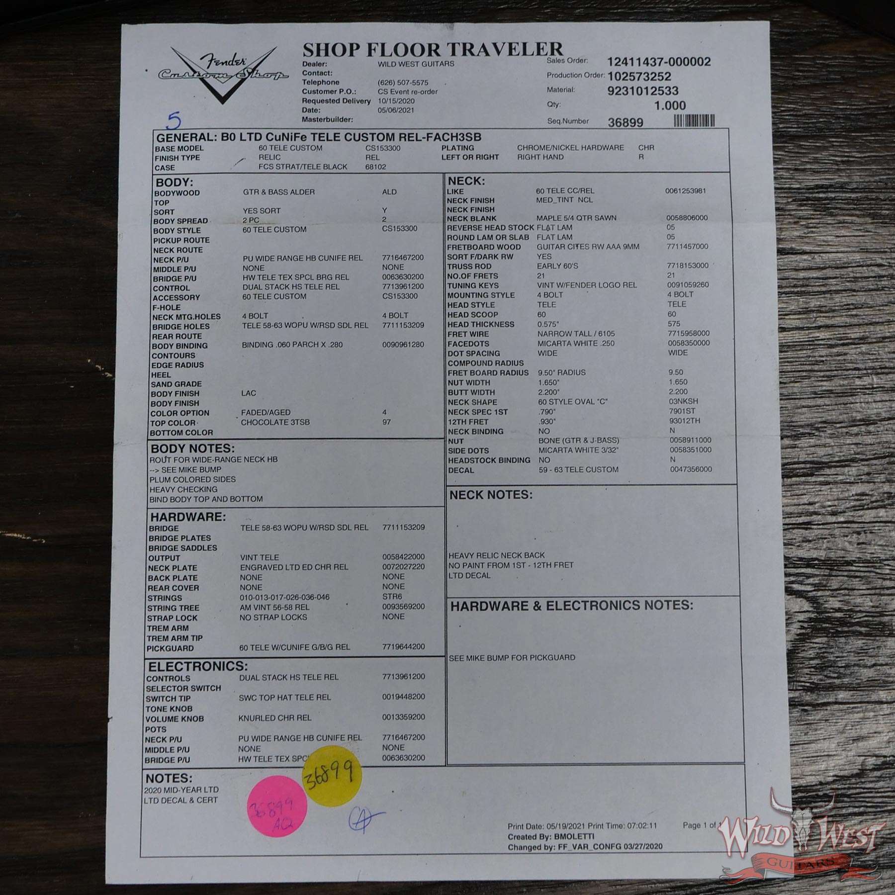 fendercs-cz553280-d8__wwg.jpg Fender Custom Shop Limited Edition Cunife Telecaster Custom Relic Rosewood Faded Aged Chocolate 3-Color Sunburst - Image 13