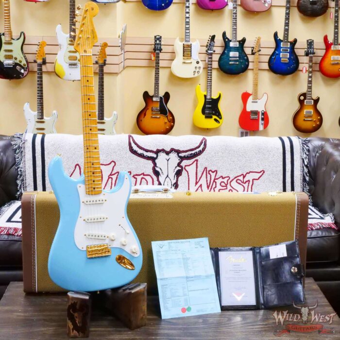 Fender Custom Shop 1959 Stratocaster Birdseye Maple Neck NOS Daphne Blue with Gold Hardware - Image 6