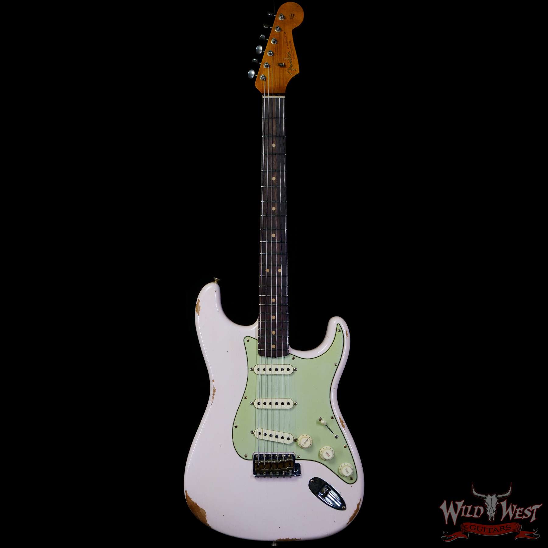 fendercs-cz566799-c1__wwg.jpg Fender Custom Shop Limited Edition 1963 63’ Stratocaster Roasted Quartersawn Maple Neck Relic Super Faded Aged Shell Pink - Image 3