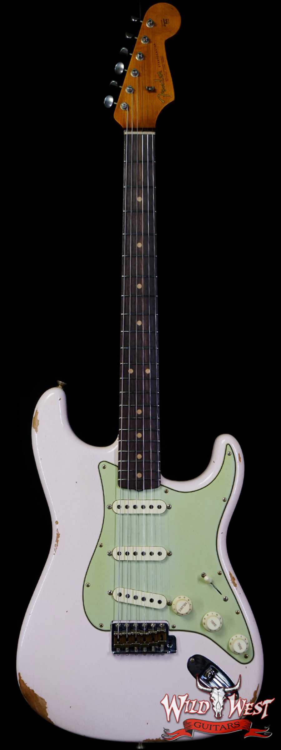 fendercs-cz566799-main__wwg_large.jpg Fender Custom Shop Limited Edition 1963 63’ Stratocaster Roasted Quartersawn Maple Neck Relic Super Faded Aged Shell Pink - Image 1