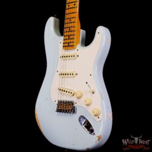 Fender Custom Shop 1956 Ash Stratocaster Hand-Wound Pickups Relic Faded Sonic Blue - Image 2