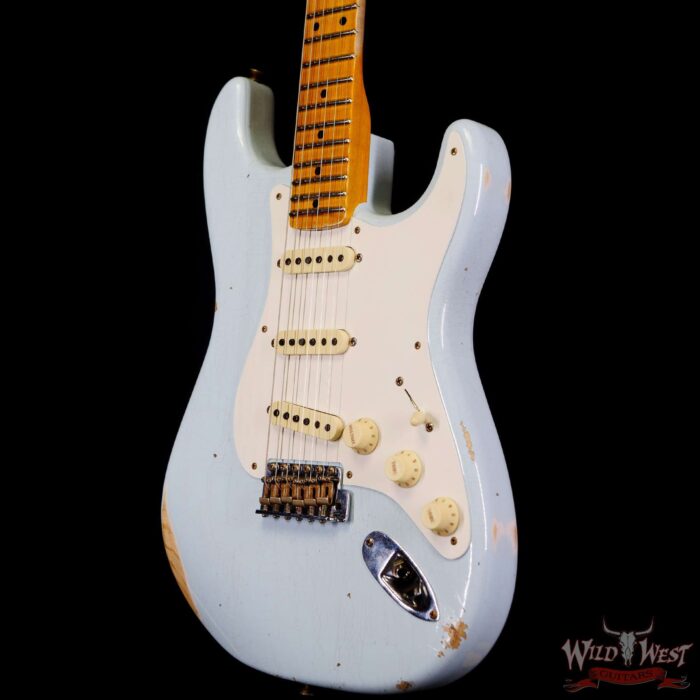 Fender Custom Shop 1956 Ash Stratocaster Hand-Wound Pickups Relic Faded Sonic Blue - Image 2