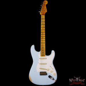Fender Custom Shop 1956 Ash Stratocaster Hand-Wound Pickups Relic Faded Sonic Blue - Image 3