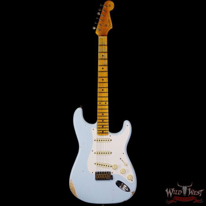 Fender Custom Shop 1956 Ash Stratocaster Hand-Wound Pickups Relic Faded Sonic Blue - Image 3