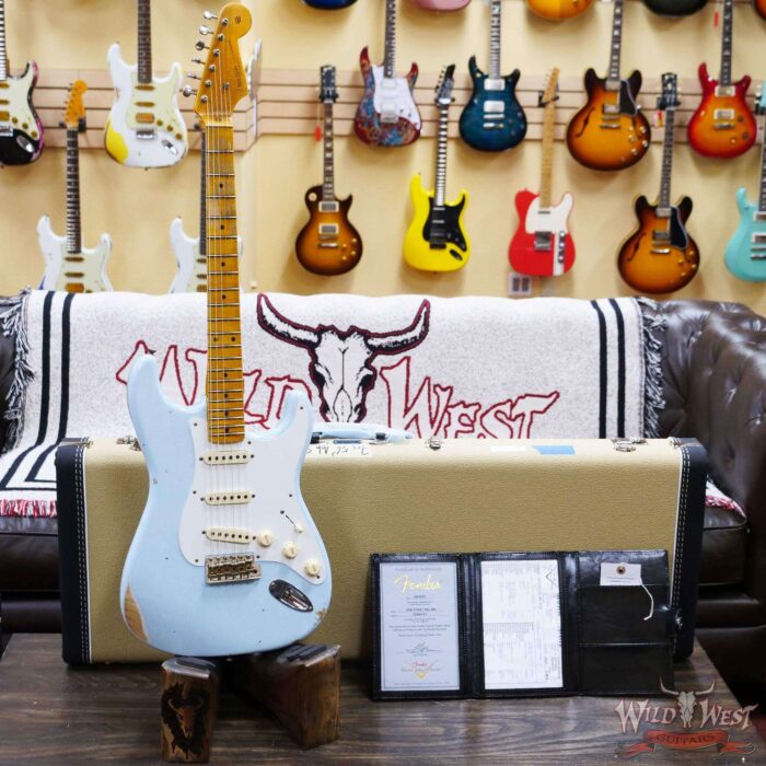 Fender Custom Shop 1956 Ash Stratocaster Hand-Wound Pickups Relic Faded Sonic Blue - Image 6