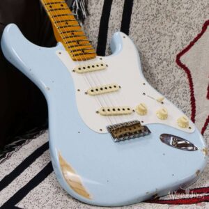 Fender Custom Shop 1956 Ash Stratocaster Hand-Wound Pickups Relic Faded Sonic Blue - Image 8