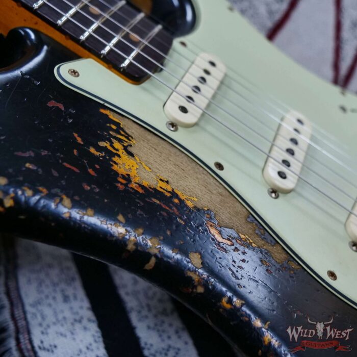 Fender Custom Shop 1959 Stratocaster Dark AAA Rosewood Board Super Heavy Relic Black over 3 Tone Sunburst 7.35 LBS - Image 9