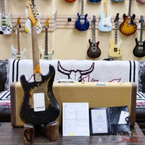 Fender Custom Shop 1959 Stratocaster Dark AAA Rosewood Board Super Heavy Relic Black over 3 Tone Sunburst 7.35 LBS - Image 10